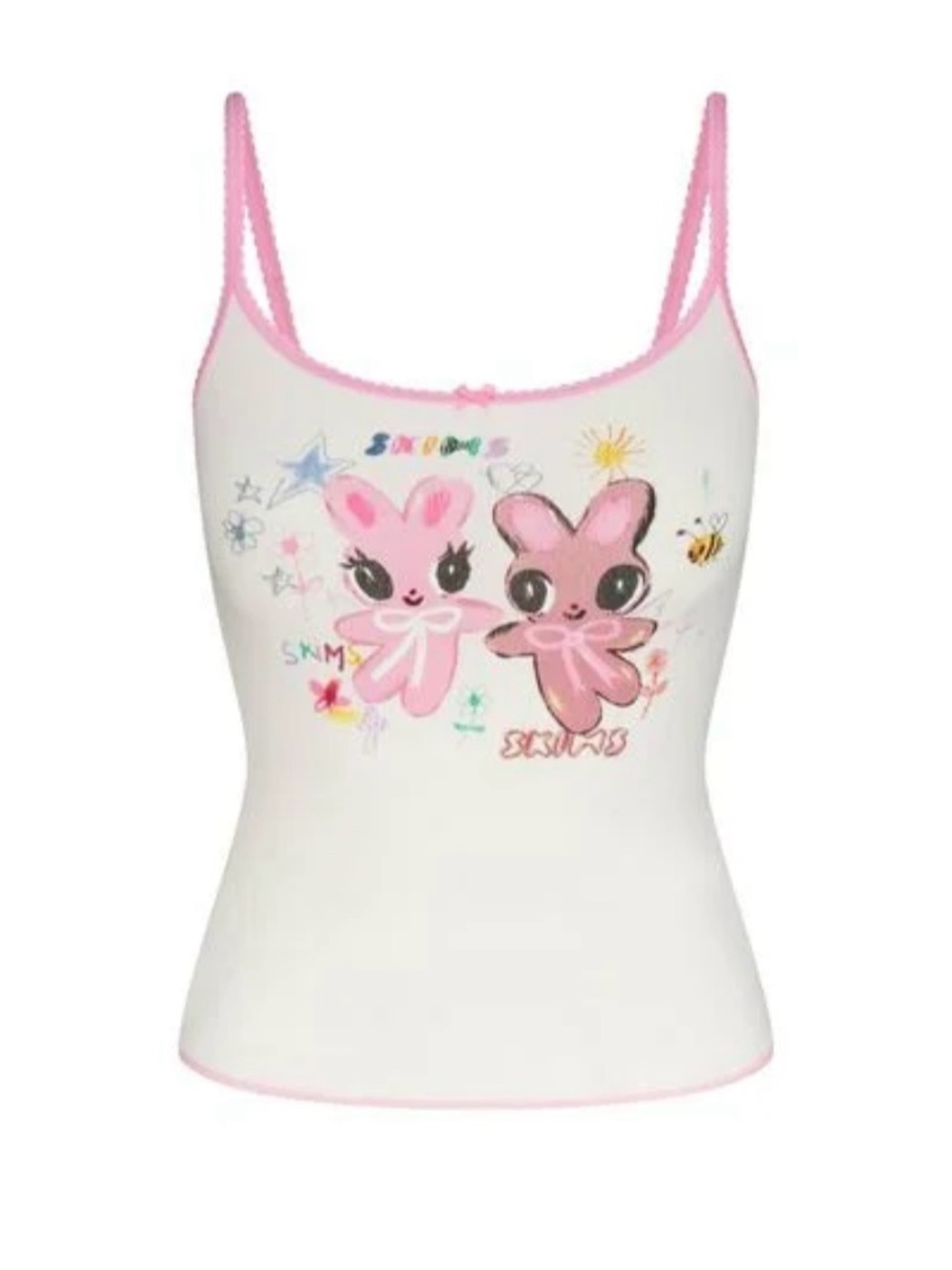 SKIMS - Pointelle Happy Bunnies Cami Top - Marble - XS - NWT